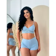 Pijama Top Doll Renda Cores Variadas Short Doll Pijama Feminino Roupa de Dormir Detalhe de Luxo