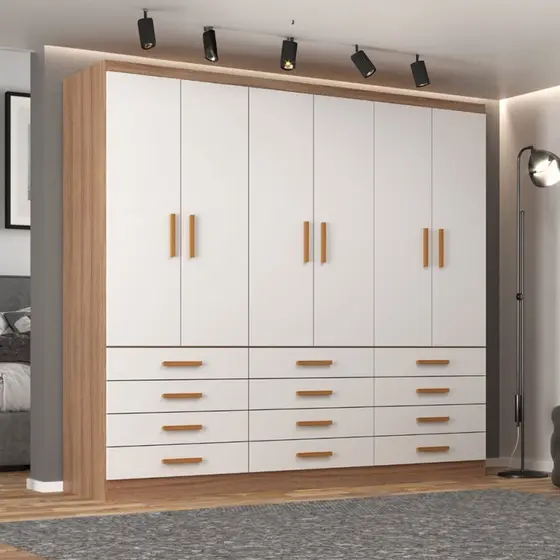 Guarda-Roupa Casal New Mônaco 6 Portas 12 Gavetas Branco/Demolição - Evidência Móveis
