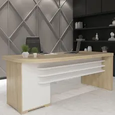 Mesa para Escritório Tamburato 4 Gavetas Carvalho/Branco - Artany Móveis