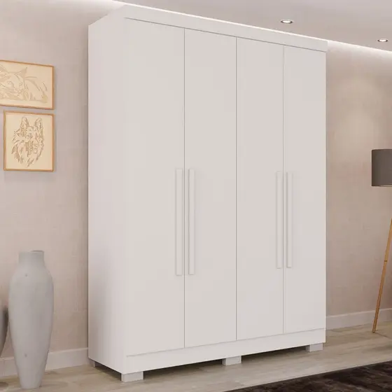Guarda-Roupa Solteiro Pinheiro 4 Portas 2 Gavetas Branco - Pnr Móveis