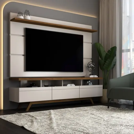 Rack com Painel para TV Até 72 Polegadas Armênia 3 Gavetas