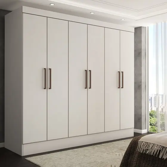 Guarda-Roupa Casal Nórdico 6 Portas 3 Gavetas Branco - Panorama Móveis