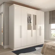 Guarda-Roupa Casal Mykonos 6 Portas 2 Gavetas com Espelho