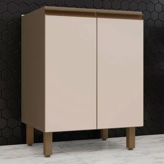 Balcão de Cozinha 60 cm Connect 2 Portas 100% Mdf C78 Duna/Cristal - Henn