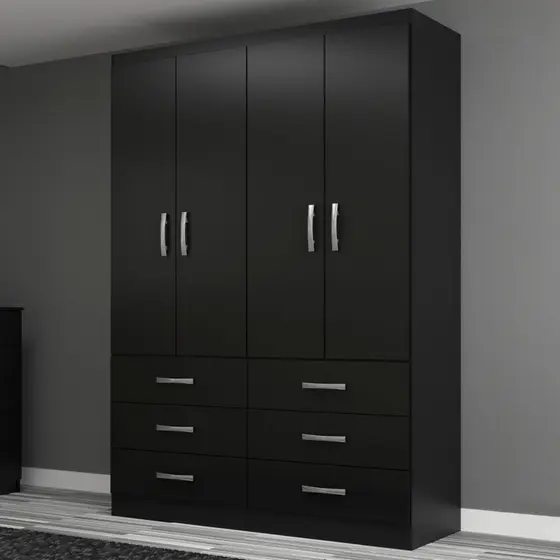 Guarda-Roupa Solteiro Áquila 4 Portas 6 Gavetas - Pnr Móveis