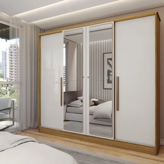 Guarda-Roupa Casal Adam Plus 4 Portas 2 Gavetas com Espelho - Panorama Móveis