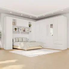 Guarda-Roupa Casal Modulado Andorra 11 Portas 4 Gavetas com Espelho - Pnr Móveis
