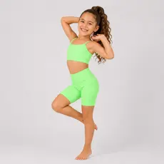 Roupa Infantil Fitness Feminino Top E Short Com Cós Alto