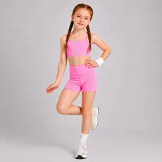 Conjunto Fitness Feminino Infantil Top Cropped E Short De Poliamida Educação Física