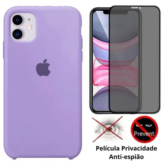 @Kit 2em1 Capa + Pelicula Para iPhone 11 11Pro 11Promax- Case Silicone Aveludada + Pelicula Privacidade 3D