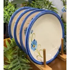 Kit 4 Pratos de Sobremesa Cerâmica Artesanal Louça Decorativa Mesa Posta Cozinha