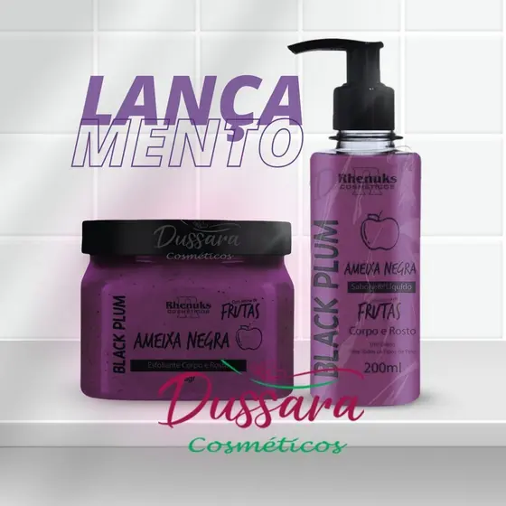 Kit Esfoliante + Sabonete Líquido Rosto e Corpo ( Ameixa Negra - Rhenuks