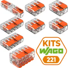 Conector de Fio Elétrico 221 Wago Emenda 1, 2, 3, 5 e 10 vias 32/41A 4mm² e 6mm² Kits Variados