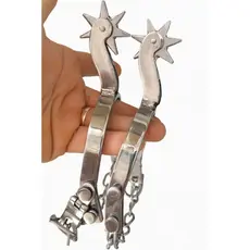 espora vaquejada inox cão longo cavalo roseta 7 d padrão abvaq abqm
