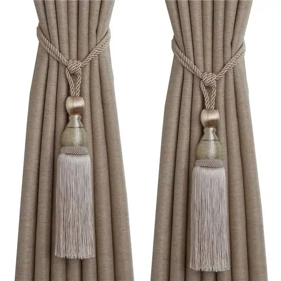 Kit 2 Prendedores de Cortina Redondos com Franjas – Abraçadeiras para Cortina, Decoração para Sala e Quarto