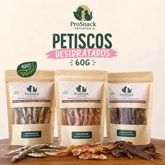 ProSnack Petisco Natural Desidratado Para Cães e Gatos | 100% Carne | Sem Conservantes