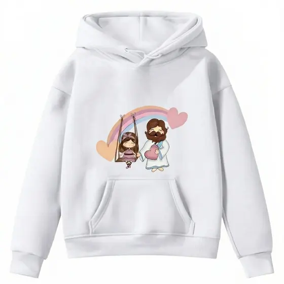 Moletom Kids Infantil Jesus e Criança Amor Fé Menino Menina Religião