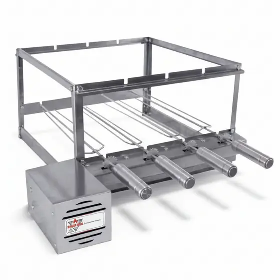 Grill Elétrico Brasa Grill Kit Gira 4 Espetos Inox com Suporte 50cm Motor Rotativo Bivolt