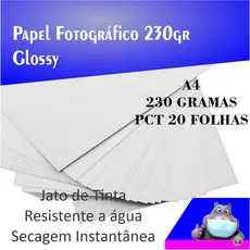 Papel Fotografico 230gramas Glossy  pacote com 20 folhas