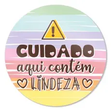 Adesivos Cuidado Contém lindezas 24unidades 5cm