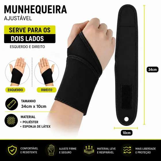 Munhequeira Elástica de Compressão Ajustável Neopreme  Direito Esquerdo