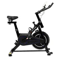 Bicicleta Ergométrica Mile Fitness Spinning Preta e Azul 8kg Suporta Até 130kg