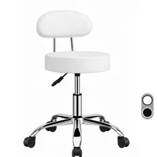 Cadeira Mocho Com Encosto Estofado Premium Giratória Estética Massagista e Tatuador Base Cromada Ferro
