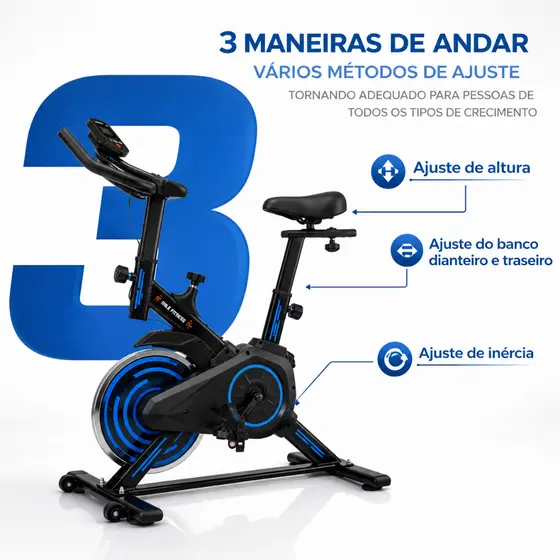 Bicicleta Bike Ergometrica Spinning Academia Fitness Profissional 120kg Roda Inércia 4Kg 13kg