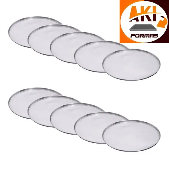 FORMA DE PIZZA 40X1,5 CM DE ALUMINIO KIT COM 10 PEÇAS COM NOTA FISCAL (CAIXA 5)