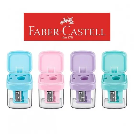 Apontador c/ Depósito Faber-Castell Minibox Tons Pastel – Escolar e Escritório