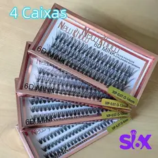 Kit Com 4 Caixas Cílios Postiços 6D MINK NEW SHOW 30P-0.07-D-8mm e 10mm e 12mm e 14mm - Tufos Sem nó
