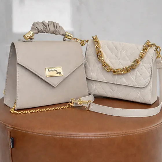 Kit 2 Bolsas Femininas Luxo | Alça de Mão + Corrente | Elegantes e Versáteis
