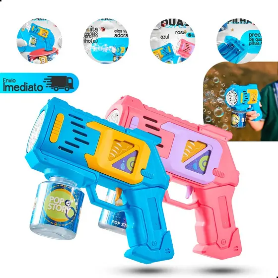 Lança Bolhas de Sabão Infantil Automática com Luz Brinquedo Divertido para Crianças