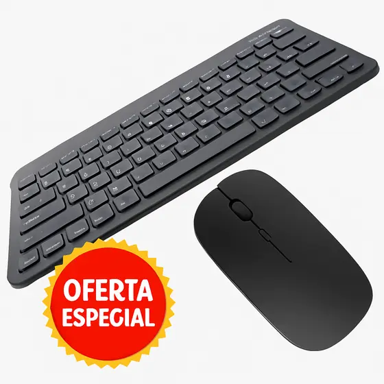 Conjunto Teclado e Mouse Sem Fio Bluetooth – Compatível com Notebook, Tablet e PC