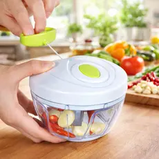 Processador De Alimentos Manual 500ml 3 Lâminas Corda Retrátil, processador, legumes portátil grande picador triturador