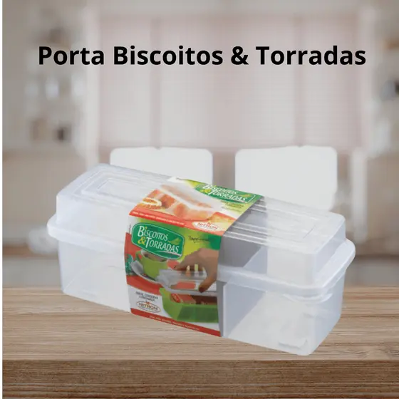 Porta Biscoito Torrada Nitron Divisória Bolacha Pote Container Armazenador