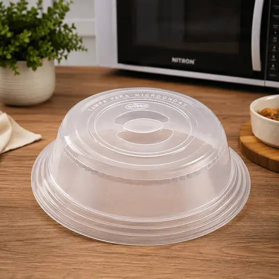 Tampa Para Microondas Protetora Multiuso Nitron Transparente 25,5cm Anti Respingo