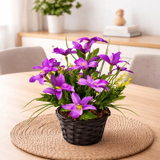 Arranjo Artificial Lírio Orquídea Grande Cores Decoração Casa Completo