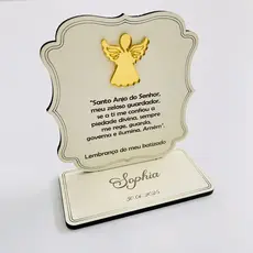 Kit Lembrancinha Batizado Personalizada em MDF com Anjo Ou Pombo Em Acrílico Espelhado