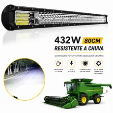 Barra De Led Automotiva 432w 80cm Off Road Colheitadeira Forte 12v 24v Bivolt