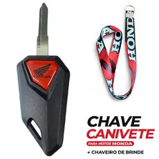Chave Canivete Moto Honda Titan Fan Bros XRE CB300 Pop Twister Carcaça + Lâmina Virgem + Cordão Brinde