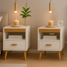 Kit 2 Mesa De Cabeceira Para Quarto Retrô Com Gaveta E Com Pés Criado Mudo Mesinha de Canto de Cama