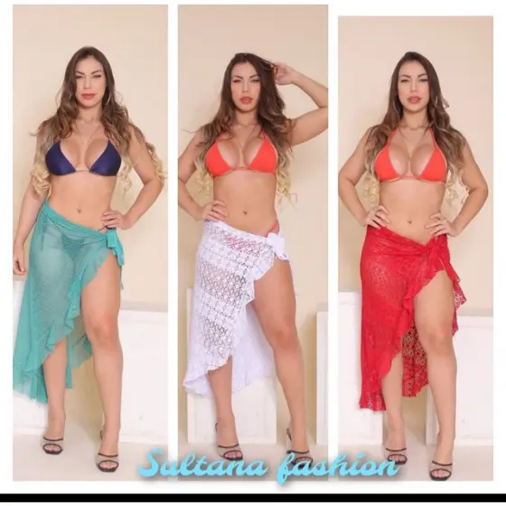 Saida de praia Renda longo De Amarrar Pareô varias cores  Moda Verão