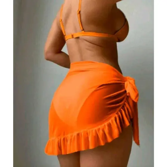 CANGA Saída Pareô Liso Curto Com Babado. MODA PRAIA\ ELEGANTE\ VERAO
