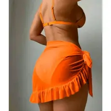 CANGA Saída Pareô   Liso Curto Com Babado.  MODA PRAIA\ ELEGANTE\ VERAO