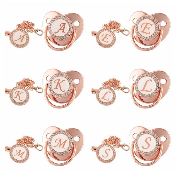 Chupeta Bebê Recém-Nascido Clipe Cadeia Rose Gold Bling Silicone Infantil Titular Naninha Calmante Chuveiro Presentes