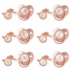 Chupeta Bebê Recém-Nascido Clipe Cadeia Rose Gold Bling Silicone Infantil Titular Naninha Calmante Chuveiro Presentes