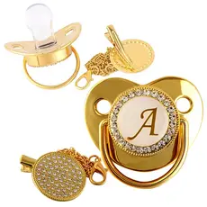 Baby Gold Carta Pacifier/Golden Mouth Toy Para Bebês/Cartoon De Teether De Silicone