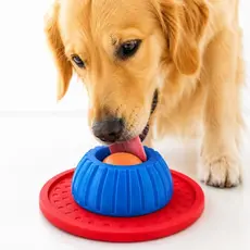 Lambedor Pet Com Ventosa Bolinha Giratória Rotativa Comedouro Lento Anti Estresse Cães Gatos