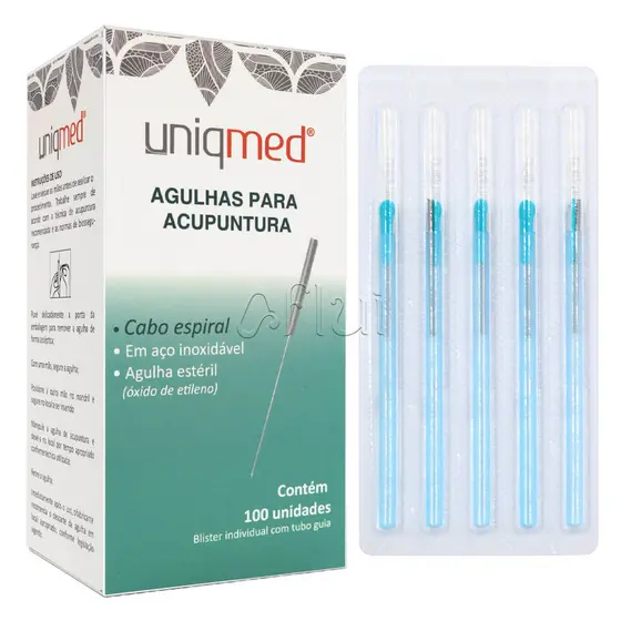 Agulha para Acupuntura 100 Agulhas Uniqmed Individual Blister Anvisa